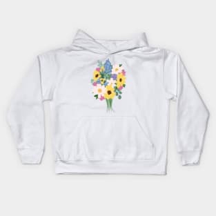 Abstract Wild Flower Bouquet Illustration Kids Hoodie